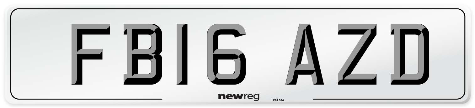 FB16 AZD Number Plate from New Reg